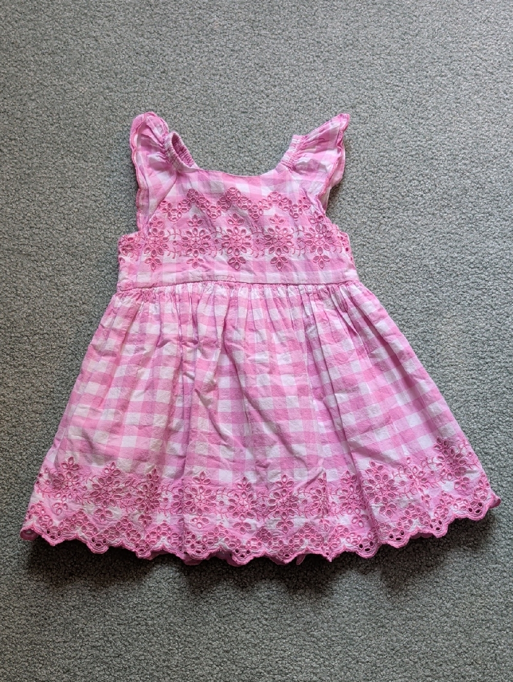GAP Baby Pink & White Gingham Dress with Eyelet Detail